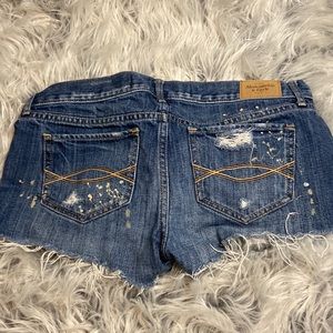 Abercrombie and Fitch beaded painted distressed denim shorts, size 2